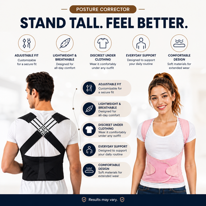 Adjustable Upper Back Posture Corrector for Men & Women – Back Straightener Support Brace