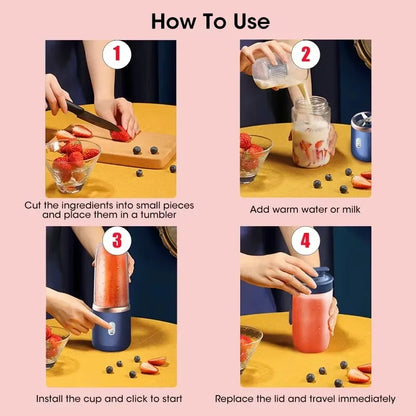 Clarico Portable Blender - Rechargeable Smoothie Cup - 400ML 6 Blade BPA-FREE Leak Proof